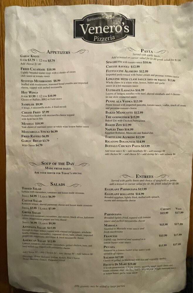 Venero's Pizzeria - Clayton, NC menu_pic