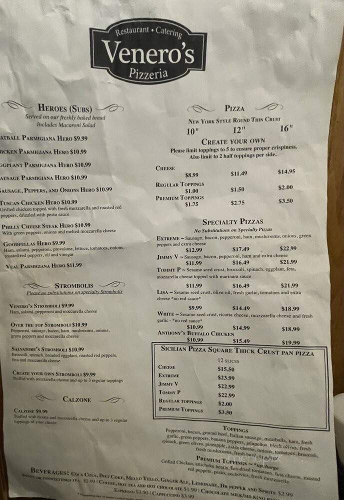 Venero's Pizzeria - Clayton, NC menu_pic