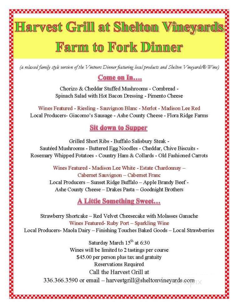 Harvest Grill - Dobson, NC menu_pic