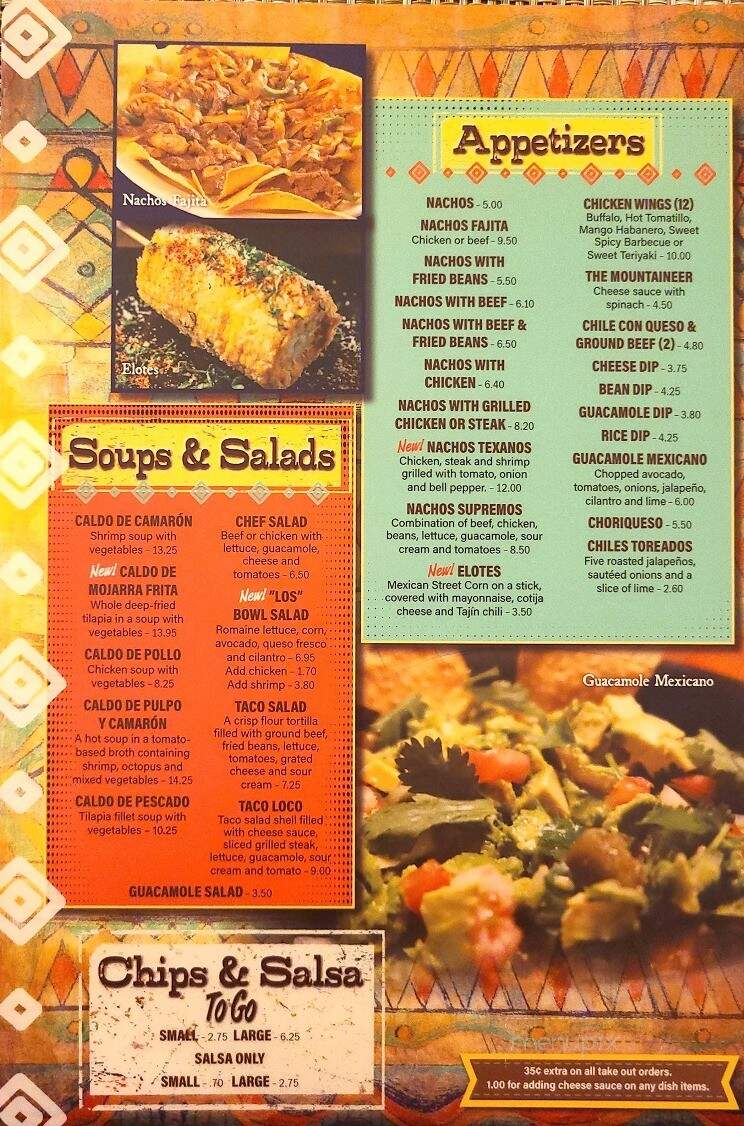 Los Arcoiris Mexican Restaurant - Boone, NC menu_pic