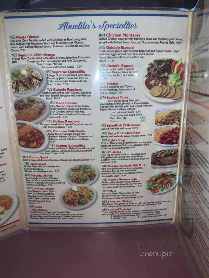 Abuelita's Mexican Restaurant - Sulphur, OK menu_pic