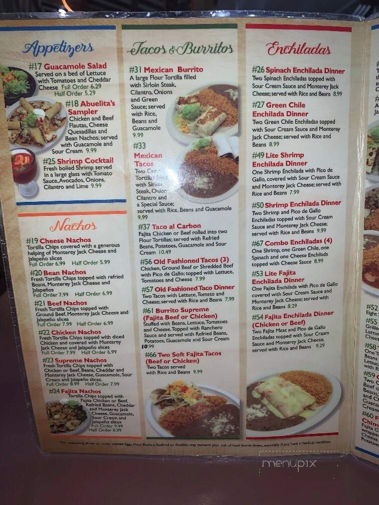 Abuelita's Mexican Restaurant - Sulphur, OK menu_pic