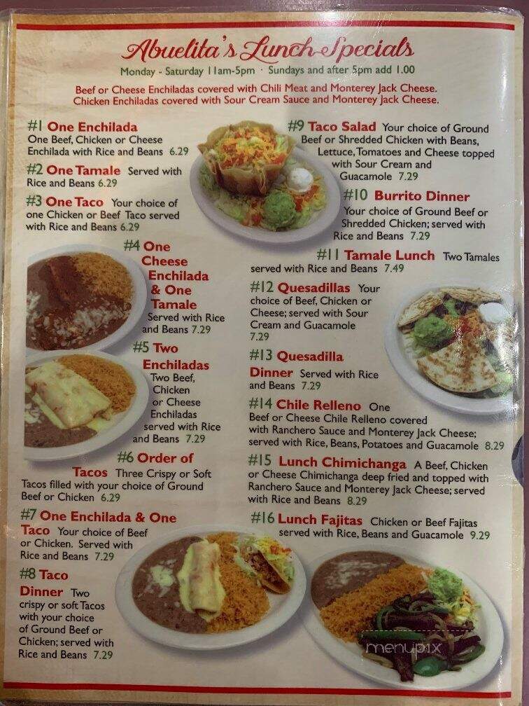Abuelita's Mexican Restaurant - Sulphur, OK menu_pic