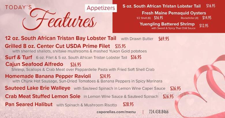Caporella's Italian Ristorante - Uniontown, PA menu_pic