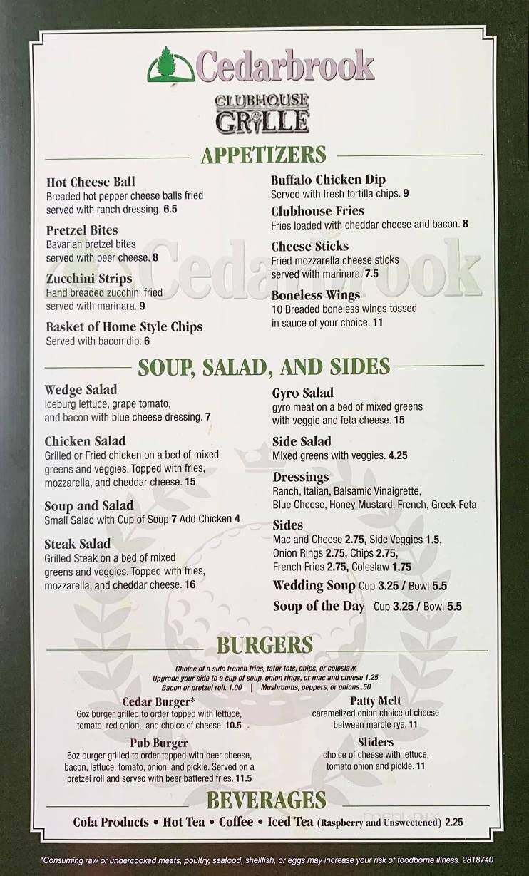 Club House Grille - Belle Vernon, PA menu_pic