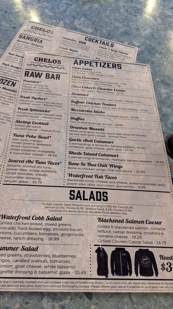 Chelos Waterfront Bar & Grille - Warwick, RI menu_pic