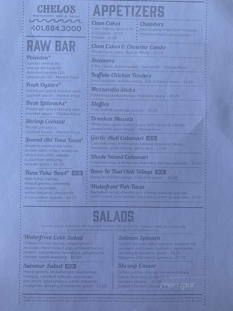 Chelos Waterfront Bar & Grille - Warwick, RI menu_pic