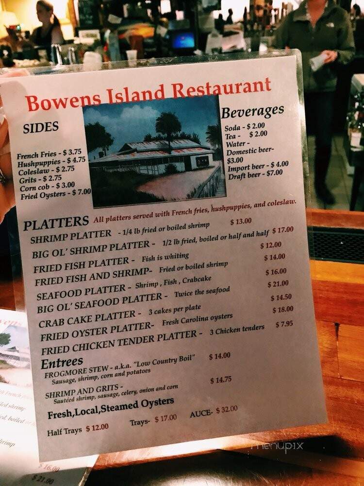 Bowen's Island - Charleston, SC menu_pic