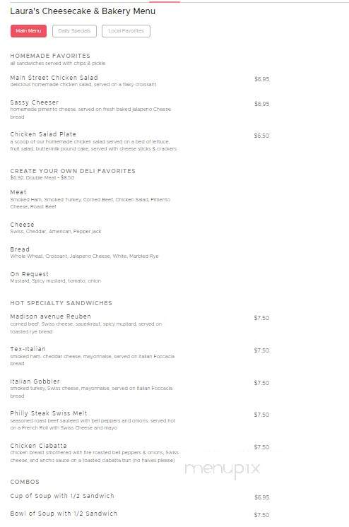 Laura's Cheesecake & Bakery - Mount Pleasant, TX menu_pic
