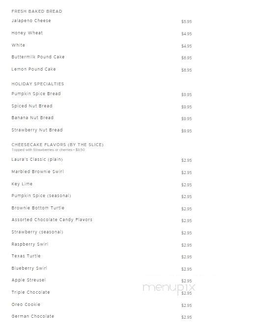 Laura's Cheesecake & Bakery - Mount Pleasant, TX menu_pic