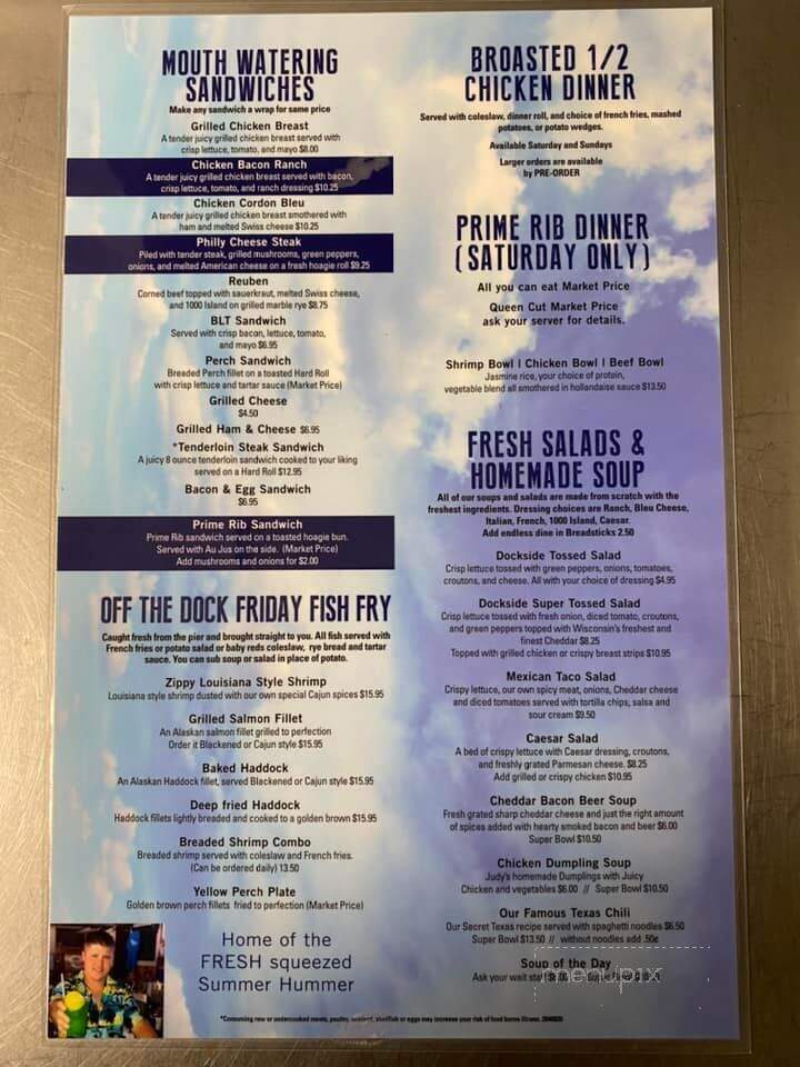 Dock Side Bar & Grill - Crivitz, WI menu_pic