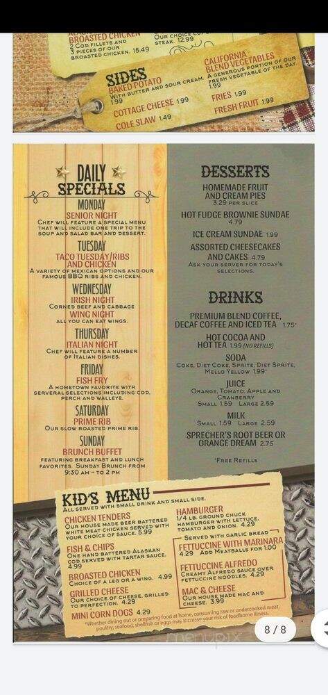 Hitching Post - Portage, WI menu_pic