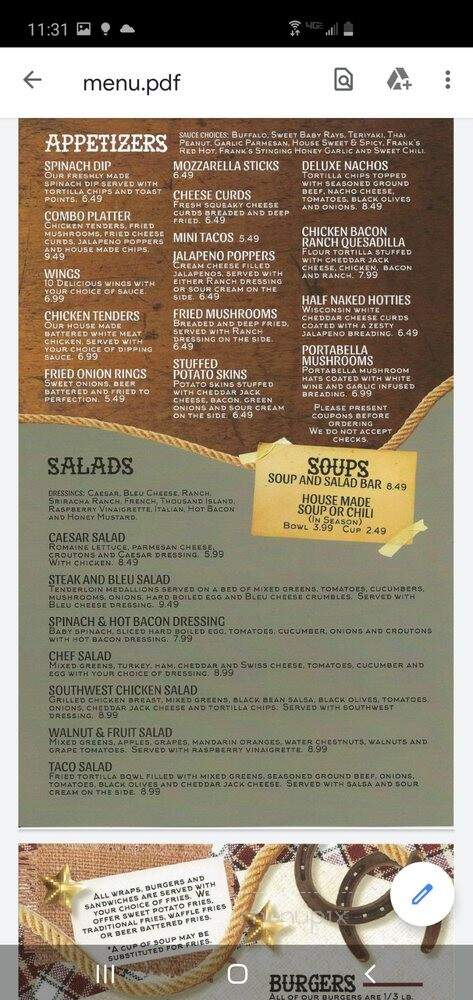 Hitching Post - Portage, WI menu_pic
