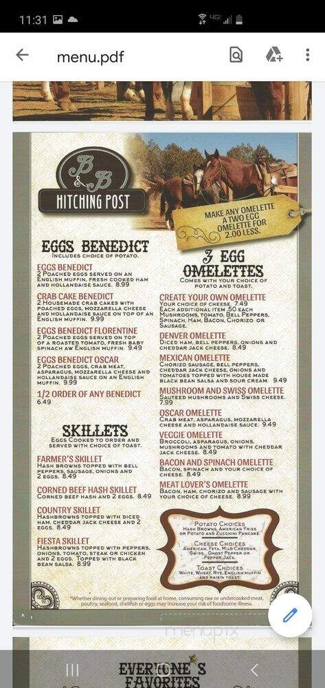 Hitching Post - Portage, WI menu_pic