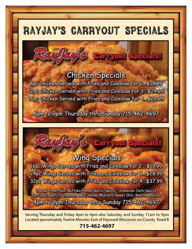 Ray Jay's - Hayward, WI menu_pic
