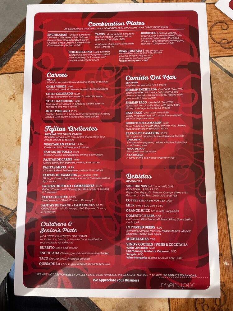 Rosalinda's Mexican Cuisine - Selma, CA menu_pic