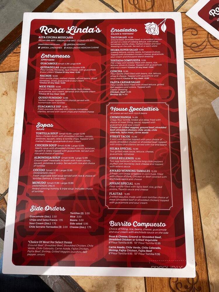 Rosalinda's Mexican Cuisine - Selma, CA menu_pic