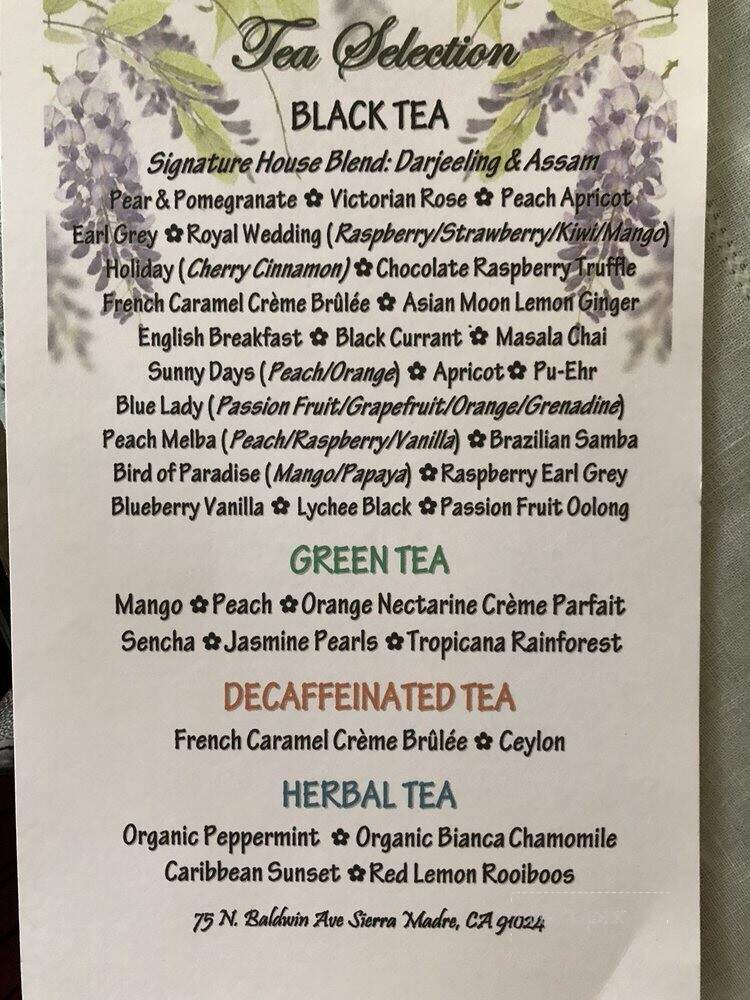 Four Seasons Tea Room - Sierra Madre, CA menu_pic