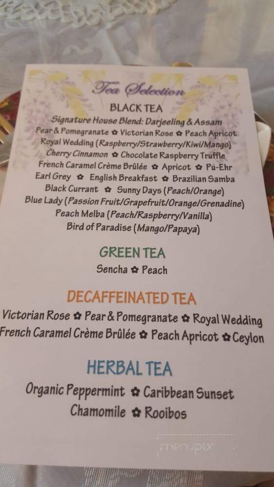 Four Seasons Tea Room - Sierra Madre, CA menu_pic