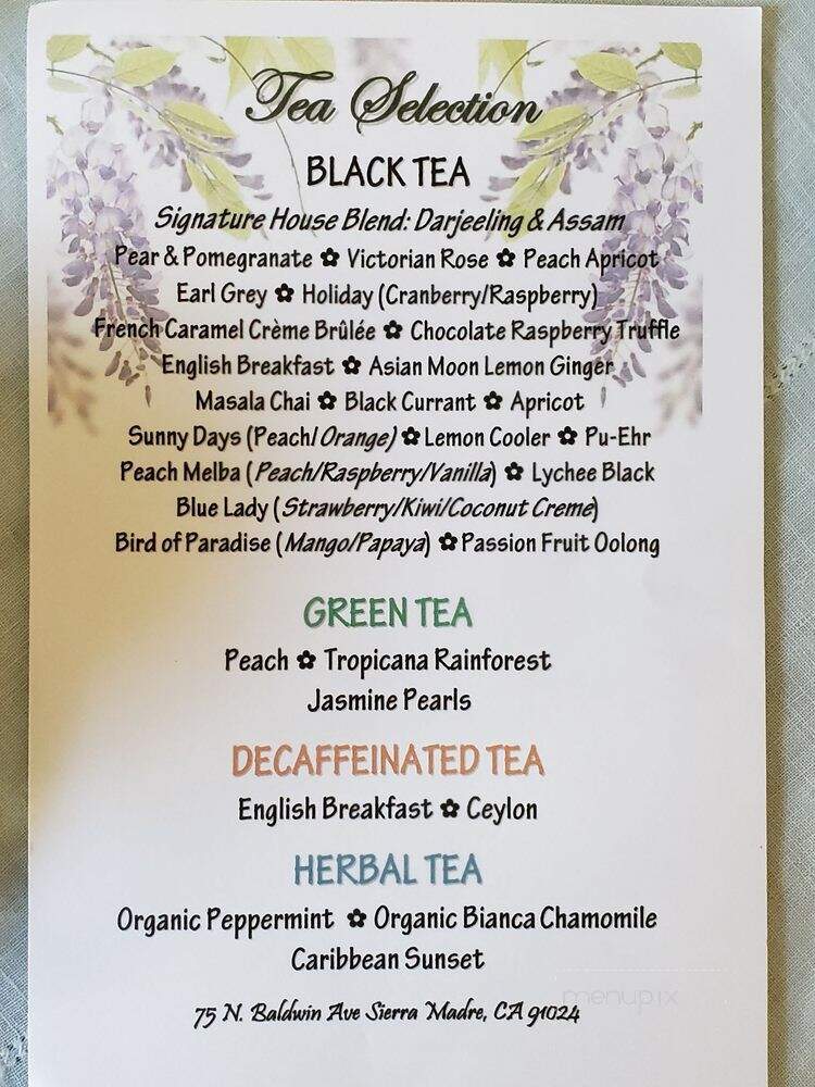 Four Seasons Tea Room - Sierra Madre, CA menu_pic