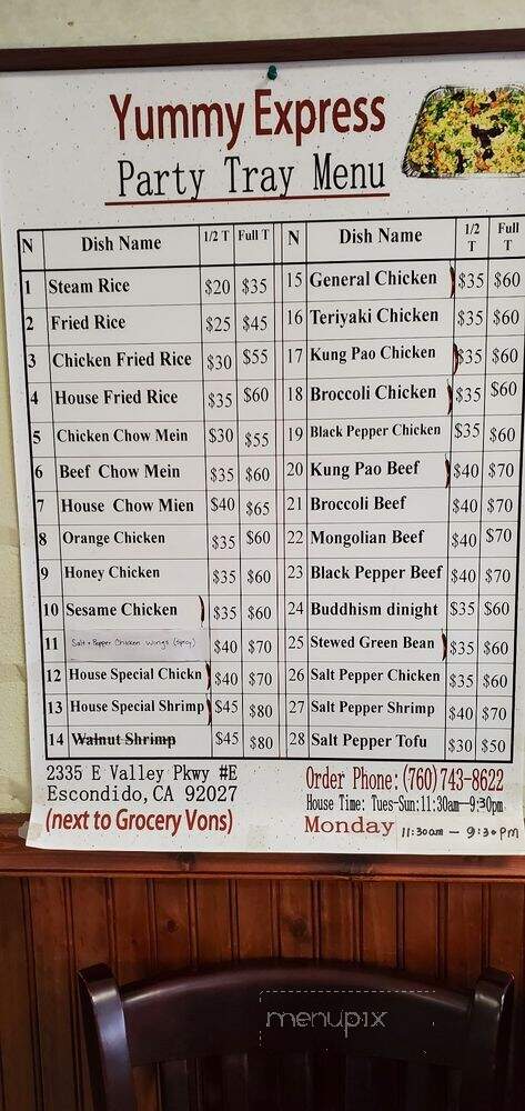 Yummy Express - Escondido, CA menu_pic