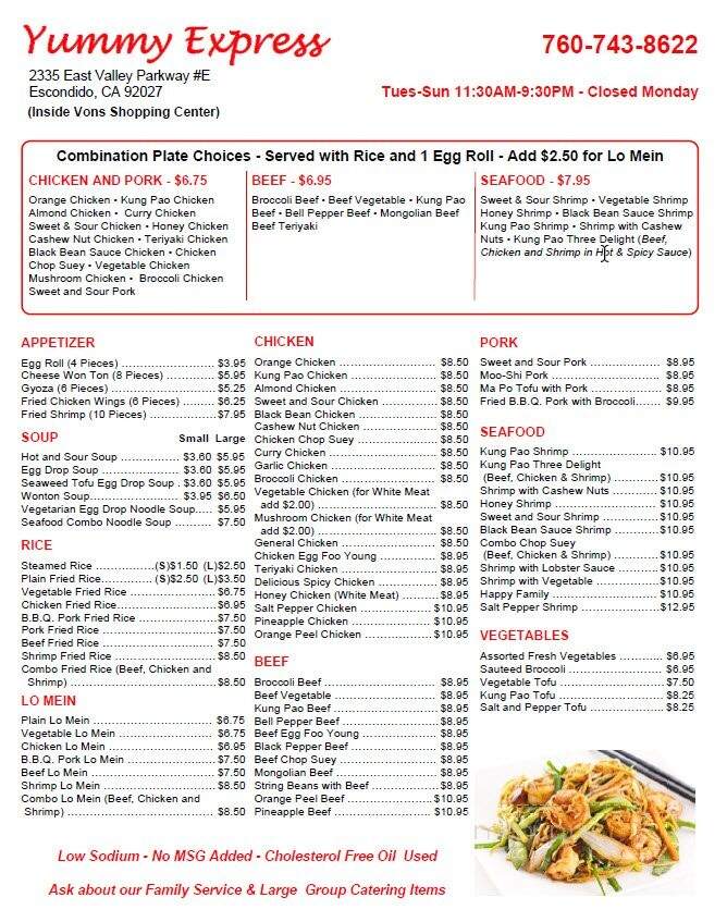 Yummy Express - Escondido, CA menu_pic
