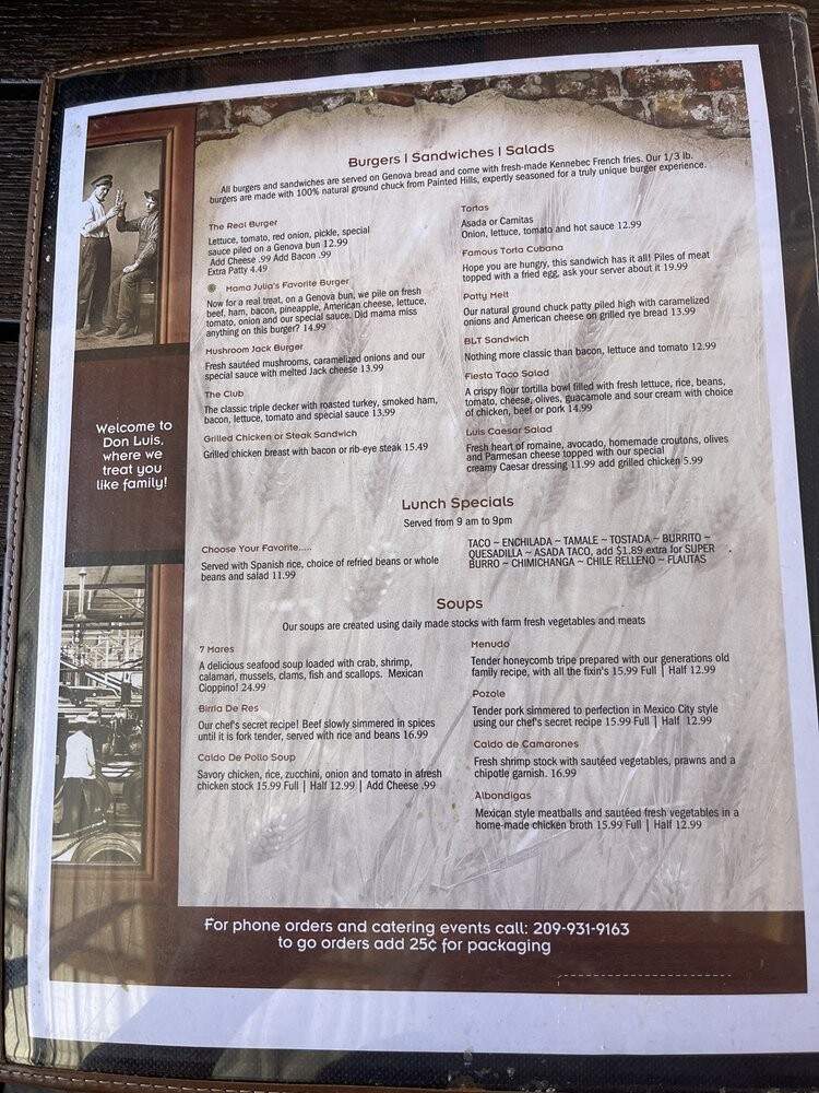 Don Luis Mexican Restaurant - Stockton, CA menu_pic