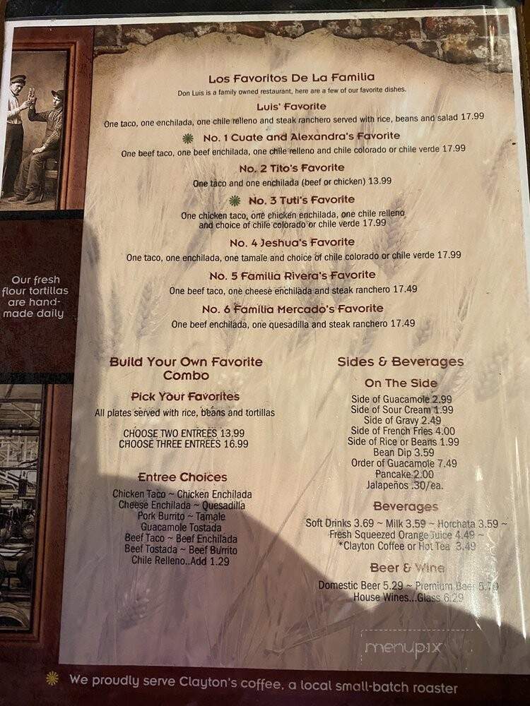 Don Luis Mexican Restaurant - Stockton, CA menu_pic