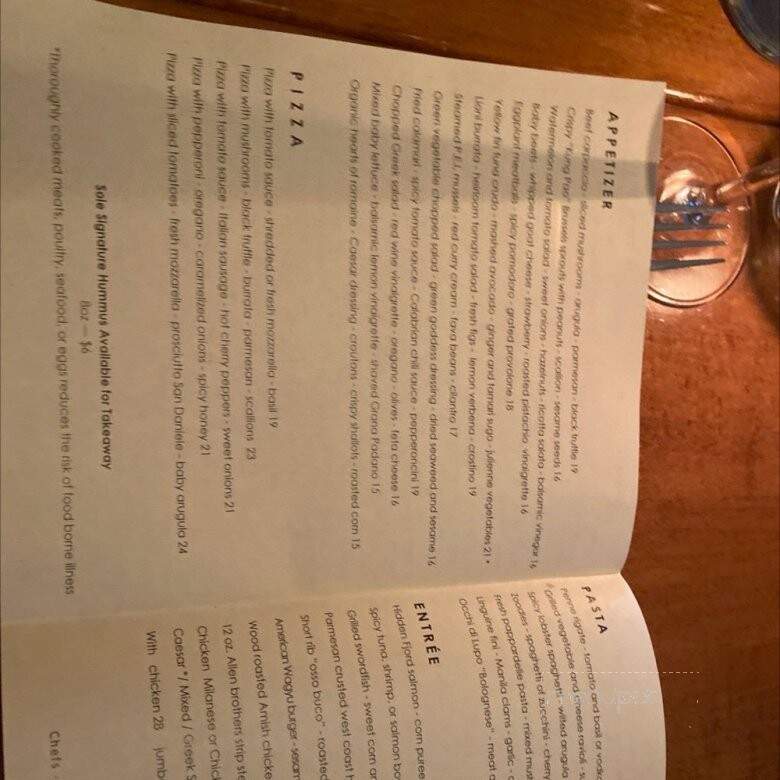 Sole Restaurant - New Canaan, CT menu_pic
