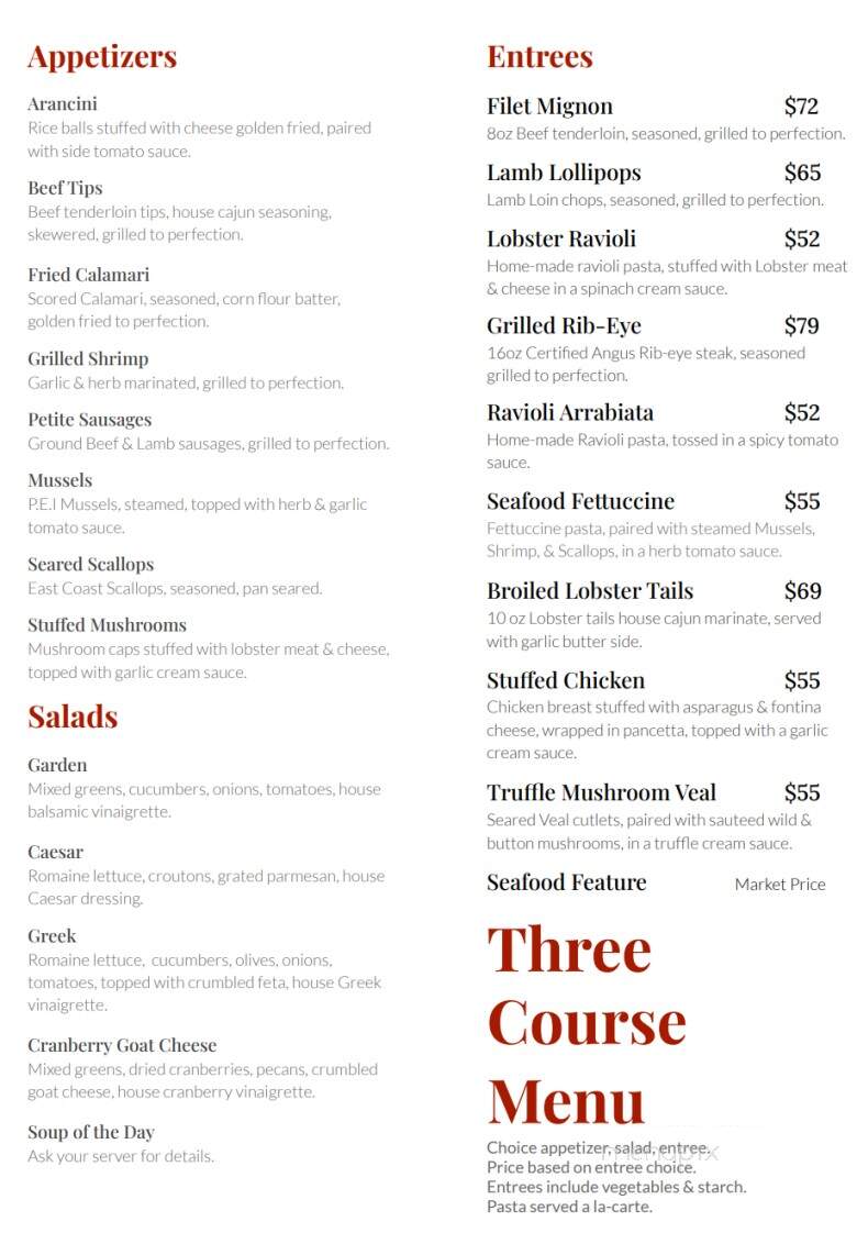 Elite Steak & Seafood - Kingsville, ON menu_pic