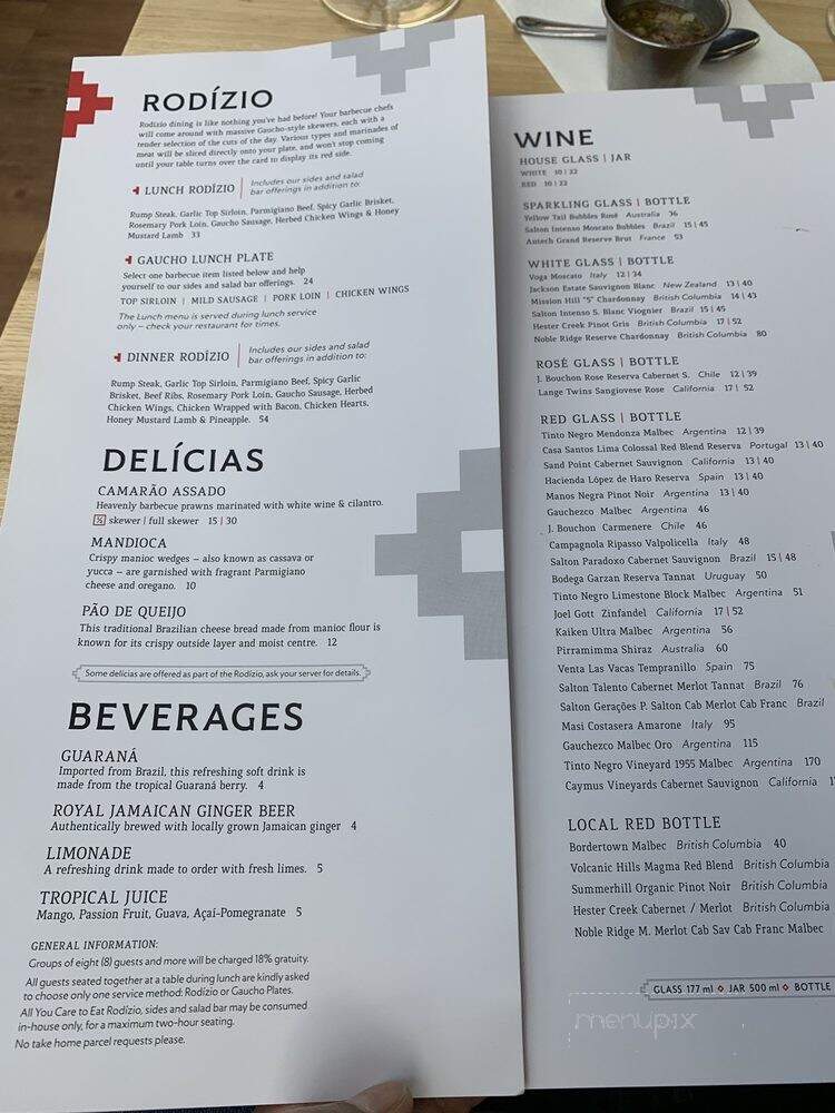 Gaucho Brazilian Barbecue - Canmore, AB menu_pic