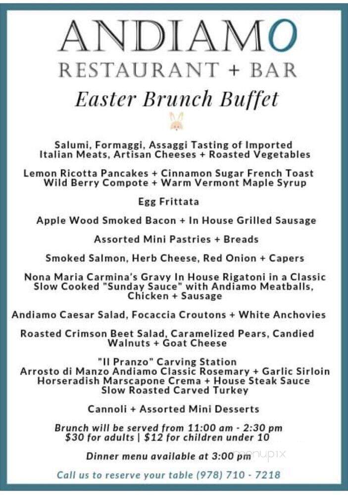 Andiamo Restaurant + Bar - Chelmsford, MA menu_pic