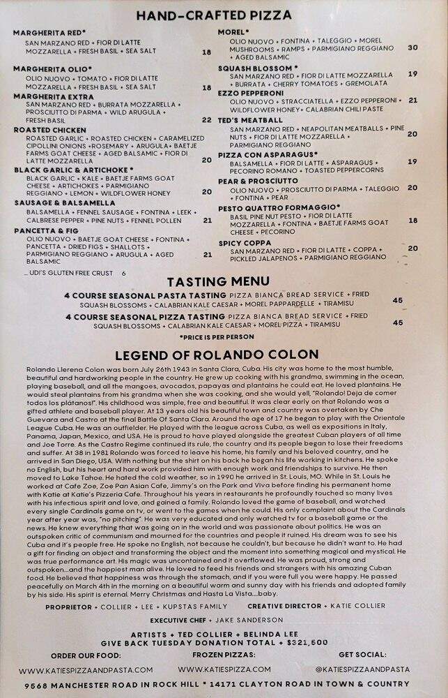 Katie's Pizza & Pasta Osteria - Town and Country, MO menu_pic