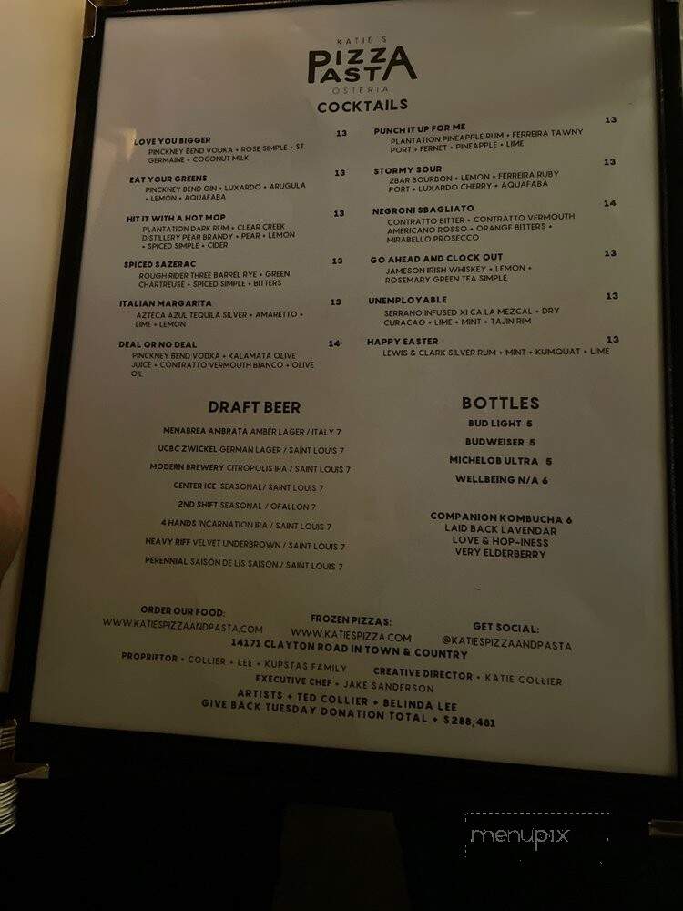 Katie's Pizza & Pasta Osteria - Town and Country, MO menu_pic