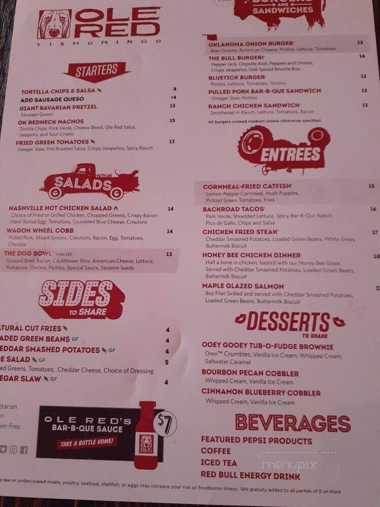 Ole Red - Tishomingo, OK menu_pic