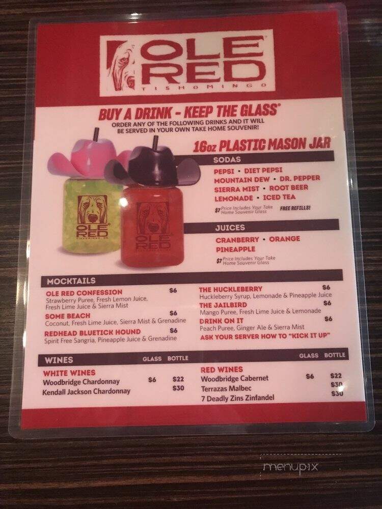 Ole Red - Tishomingo, OK menu_pic