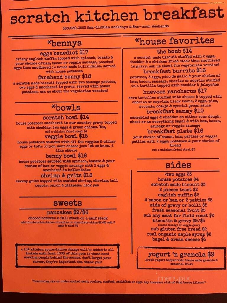 Scratch Kitchen - Port Gamble, WA menu_pic