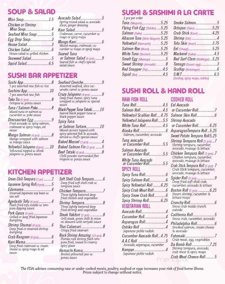 Sakura - Los Lunas, NM menu_pic