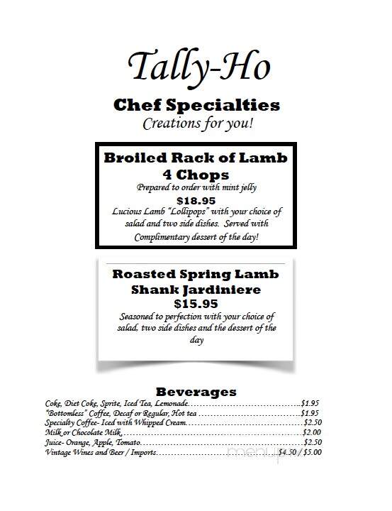 Tally Ho Restaurant - Chautauqua, NY