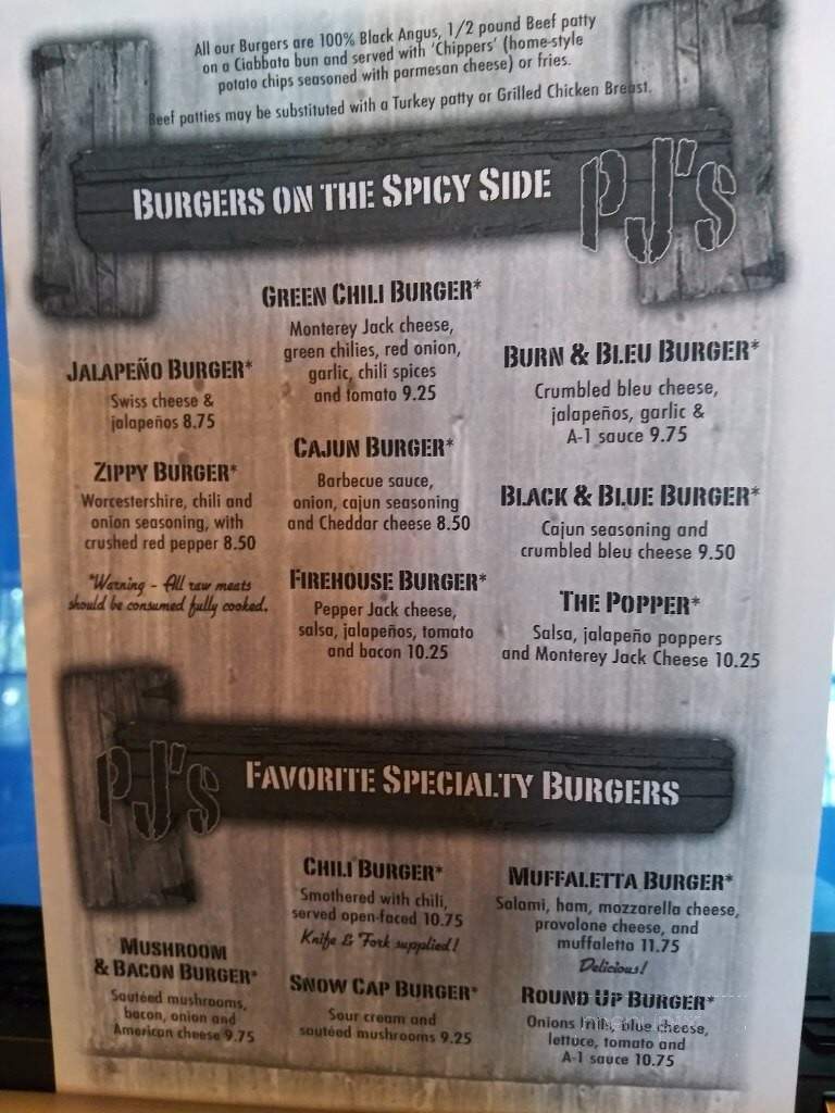 PJ's Burger Barn - Woodruff, WI menu_pic