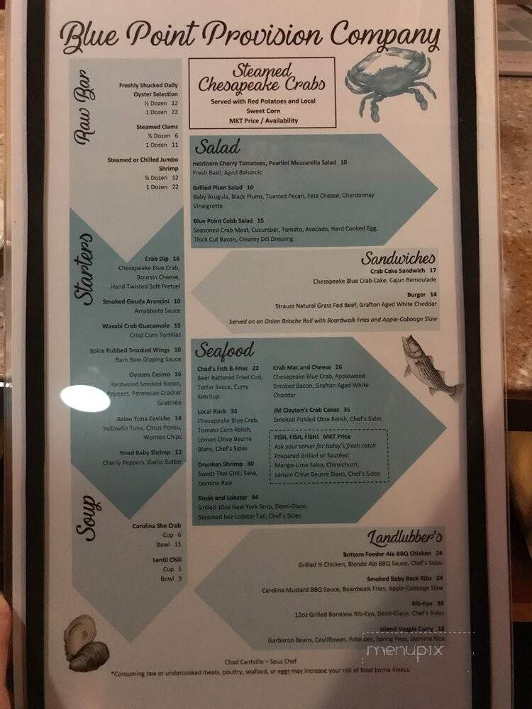 Blue Point Provision - Cambridge, MD menu_pic