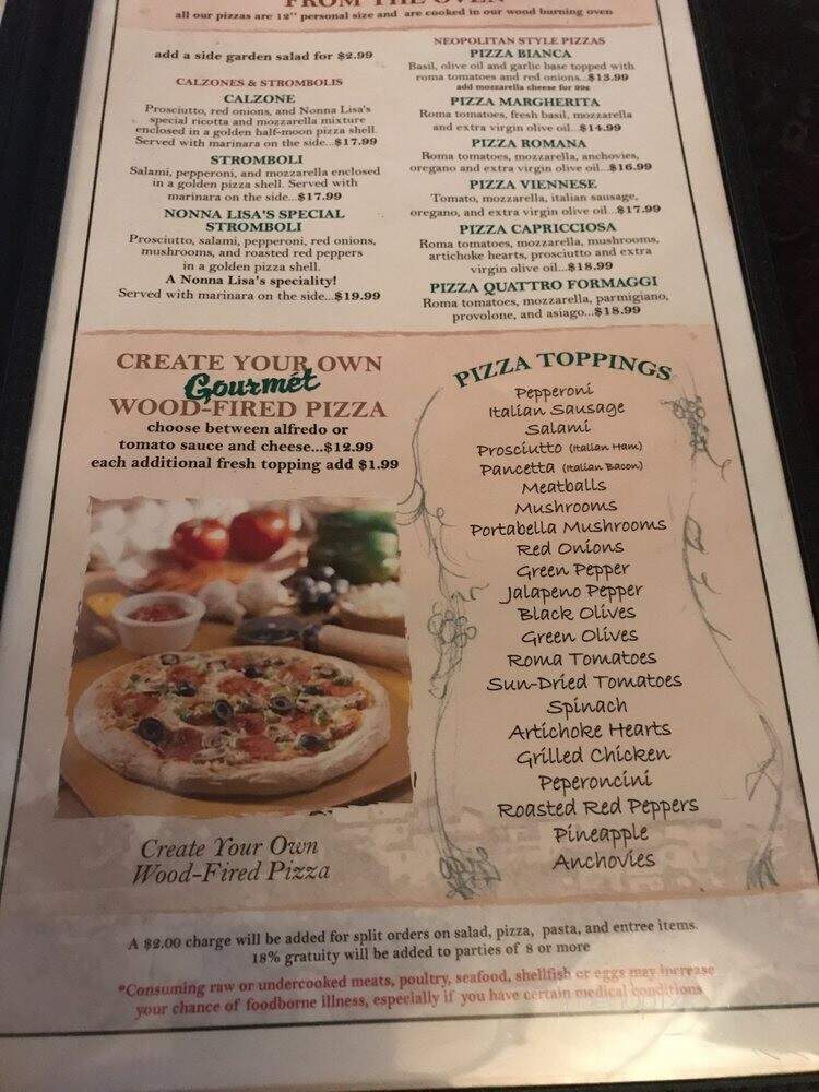 Nonna Lisa's Italian Restaurant - Mackinaw City, MI menu_pic