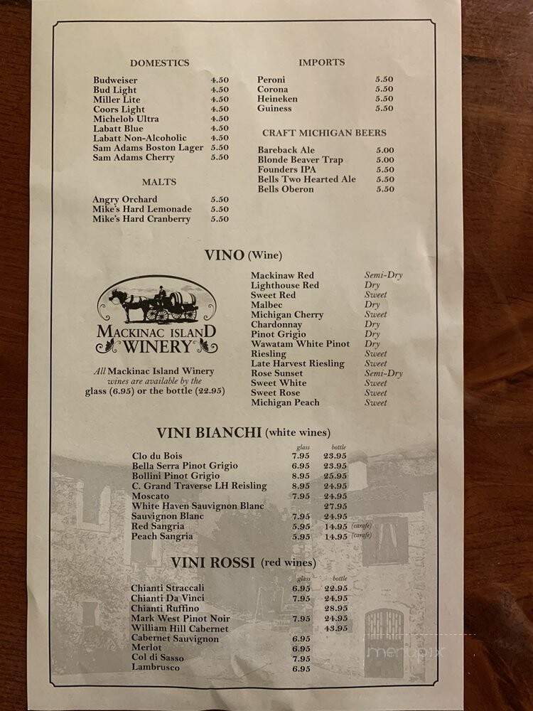Nonna Lisa's Italian Restaurant - Mackinaw City, MI menu_pic