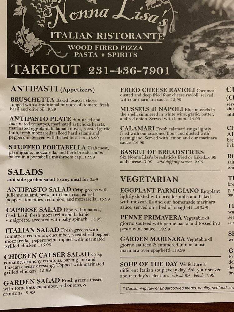 Nonna Lisa's Italian Restaurant - Mackinaw City, MI menu_pic