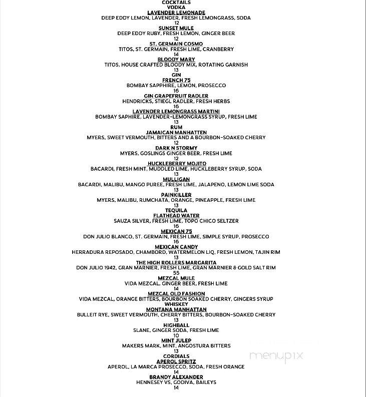 Many Springs Flathead Lake - Bigfork, MT menu_pic