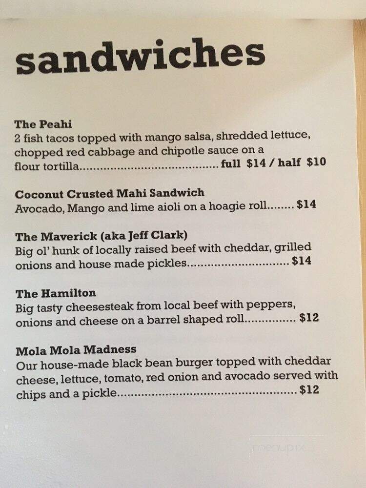 Spot on the Dock - Burlington, VT menu_pic