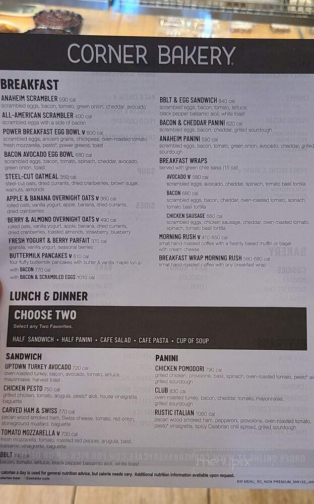 Corner Bakery Cafe - Temecula, CA menu_pic