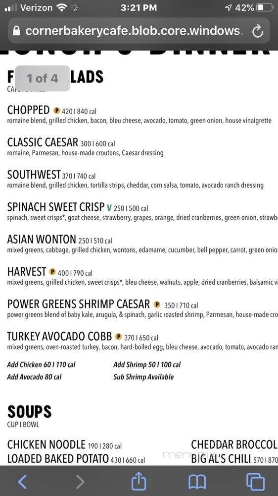 Corner Bakery Cafe - Temecula, CA menu_pic