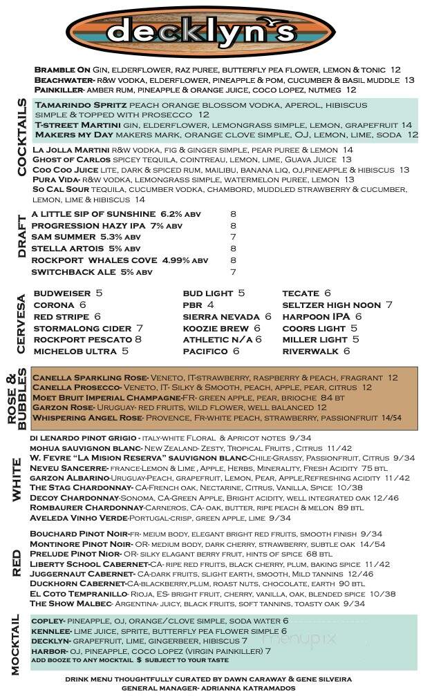Decklyn's - Gloucester, MA menu_pic