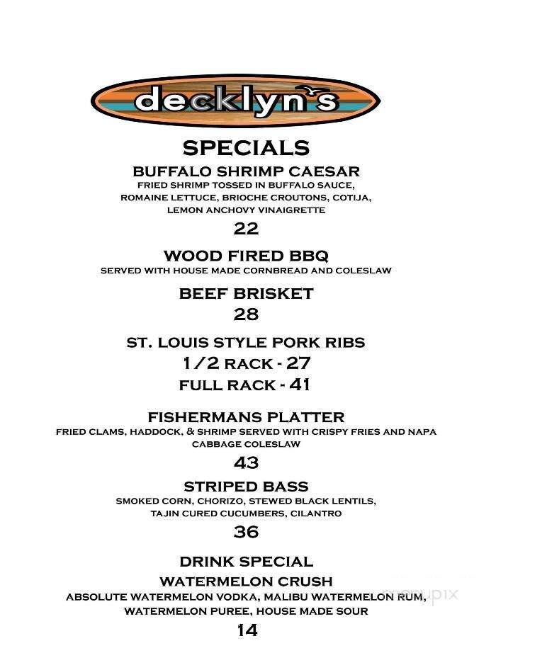 Decklyn's - Gloucester, MA menu_pic
